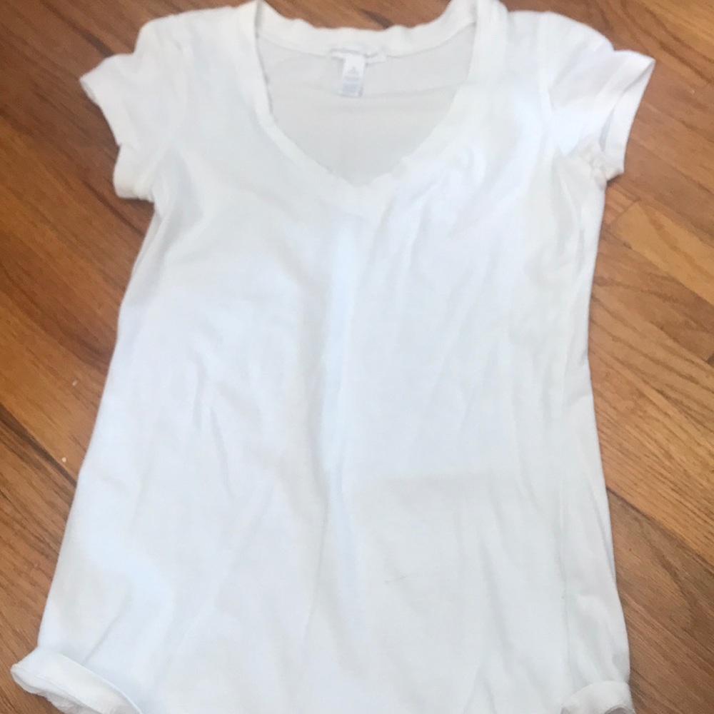 Plain white V-neck